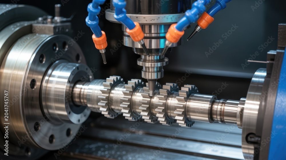 Students learning in a CNC manufacturing lab